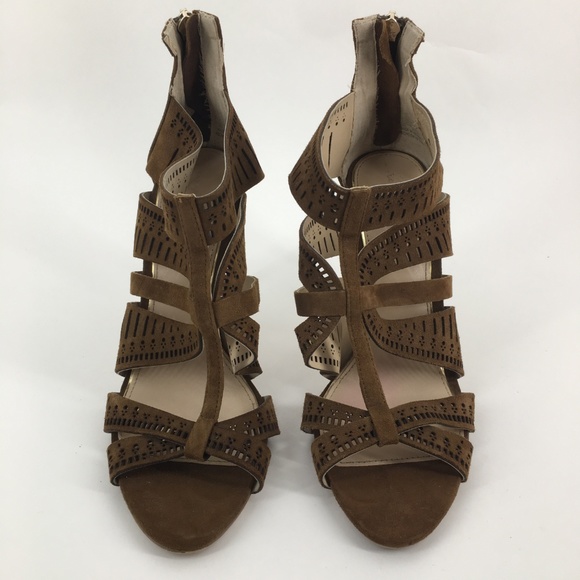 ZARA Brown Suede Caged Stiletto Sandal Size 9 - Picture 2 of 7